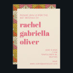 Groovy 70er Vintag Pink Orange Floral Bat Mitzvah Einladung<br><div class="desc">Bringen Sie mit dieser inspirierten Retro-Mitzvah-Einladung ein paar fromme 70er-Villen zu Ihrer Veranstaltung.</div>