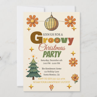 Groovy 70er Weihnachtsfeier Einladung