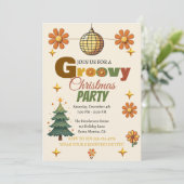 Groovy 70er Weihnachtsfeier  Einladung (Stehend Vorderseite)