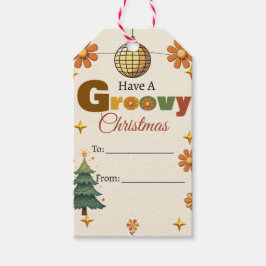 Groovy 70er Weihnachtsfeier Geschenkanhänger