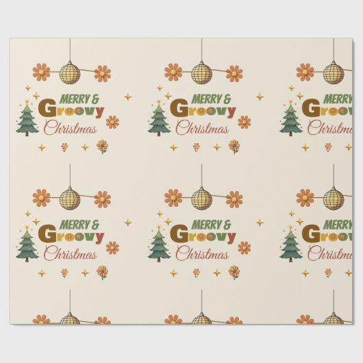 Groovy 70er Weihnachtsfeier Geschenkpapier (Flach)