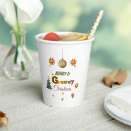 Groovy 70er Weihnachtsfeier Pappbecher
