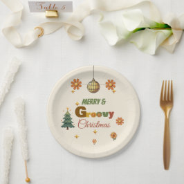 Groovy 70er Weihnachtsfeier Pappteller