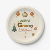 Groovy 70er Weihnachtsfeier Pappteller (Vorderseite)