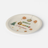 Groovy 70er Weihnachtsfeier Pappteller (Schrägansicht)
