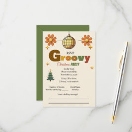 Groovy 70er Weihnachtsfeier RSVP Karte