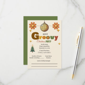 Groovy 70er Weihnachtsfeier RSVP Karte