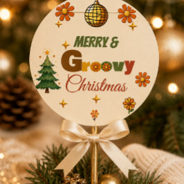 Groovy 70er Weihnachtsfeier Runder Aufkleber