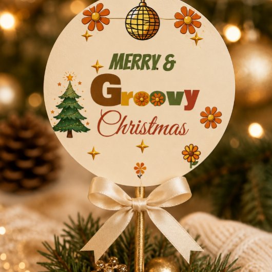 Groovy 70er Weihnachtsfeier Runder Aufkleber