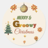 Groovy 70er Weihnachtsfeier Runder Aufkleber (Vorderseite)