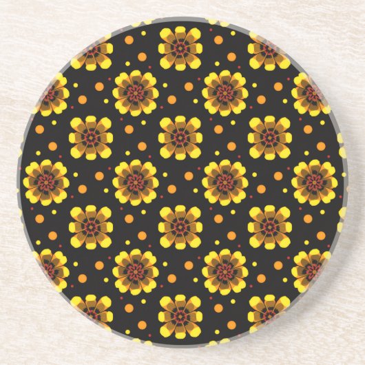 Groovy 70s Daisy Flower Power Pattern Getränkeuntersetzer (Vorne)
