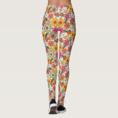 Groovy 70's, Orange, Pink und Green Floral Leggings (Rückseite)