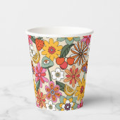 Groovy 70's, Orange, Pink und Green Floral Pappbecher (Vorderseite)