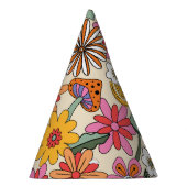 Groovy 70's, Orange, Pink und Green Floral Partyhütchen (Rechts)