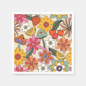 Groovy 70's, Orange, Pink und Green Floral Serviette (Vorderseite)