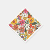 Groovy 70's, Orange, Pink und Green Floral Serviette (Ecke)