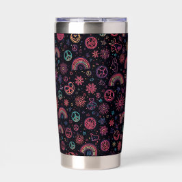 Groovy 70s Psychedelic Tumbler | Smiley Faces Thermobecher
