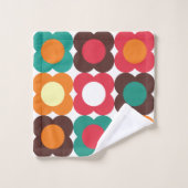 Groovy 70s Retro Flower Pattern | Bold Boho Floral Badhandtuch Set (Waschlappen)