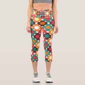 Groovy 70s Retro Flower Pattern | Bold Boho Floral Capri Leggings (Vorderseite)