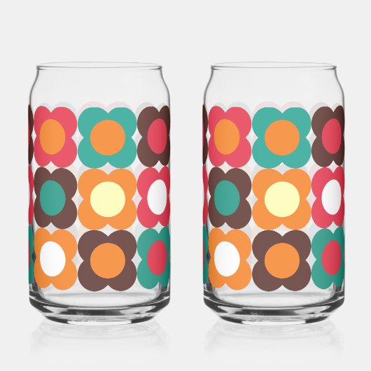 Groovy 70s Retro Flower Pattern | Bold Boho Floral Dosenglas (Rückseite)