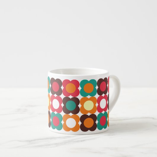 Groovy 70s Retro Flower Pattern | Bold Boho Floral Espressotasse (Vorderseite Rechts)