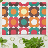 Groovy 70s Retro Flower Pattern | Bold Boho Floral Geschirrtuch (Gefaltet)