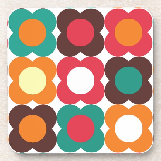 Groovy 70s Retro Flower Pattern | Bold Boho Floral Getränkeuntersetzer (Vorderseite)