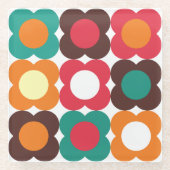 Groovy 70s Retro Flower Pattern | Bold Boho Floral Glasuntersetzer (Vorderseite)