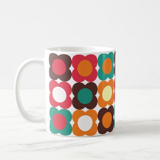 Groovy 70s Retro Flower Pattern | Bold Boho Floral Kaffeetasse (Links)