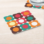 Groovy 70s Retro Flower Pattern | Bold Boho Floral Rechteckiger Pappuntersetzer (angewinkelt)