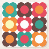 Groovy 70s Retro Flower Pattern | Bold Boho Floral Rechteckiger Pappuntersetzer (Vorderseite)