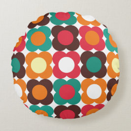 Groovy 70s Retro Flower Pattern | Bold Boho Floral Rundes Kissen