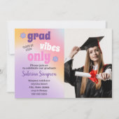 Groovy 70's Retro Niedlich Foto Abschluss Einladun Einladung (Vorderseite)