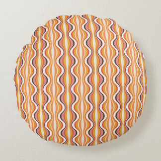 Groovy, 70s retro style patterned Round Pillow Rundes Kissen