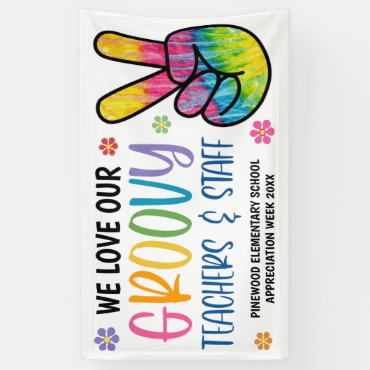 Groovy 70's Theme Teacher Appreciation Banner (Vertikal)
