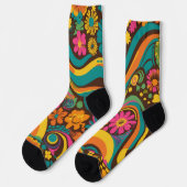 Groovy 70s Vibes Retro Pattern Socken (Linkes Detail)
