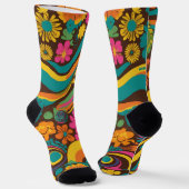 Groovy 70s Vibes Retro Pattern Socken (Gewinkelt)