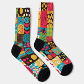 Groovy 70s Vibes Retro Pattern Socken (Rechts)
