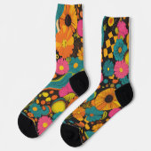 Groovy 70s Vibes Retro Pattern Socken (Linkes Detail)
