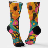 Groovy 70s Vibes Retro Pattern Socken (Gewinkelt)