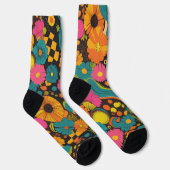Groovy 70s Vibes Retro Pattern Socken (Rechts)