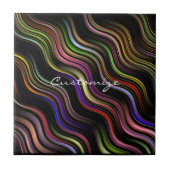 Groovy 70's Wavy Hippie Psychedelic Fliese (Vorderseite)