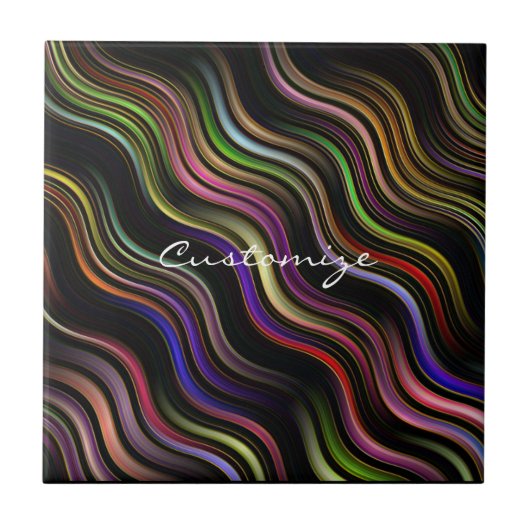 Groovy 70's Wavy Hippie Psychedelic Fliese (Vorderseite)