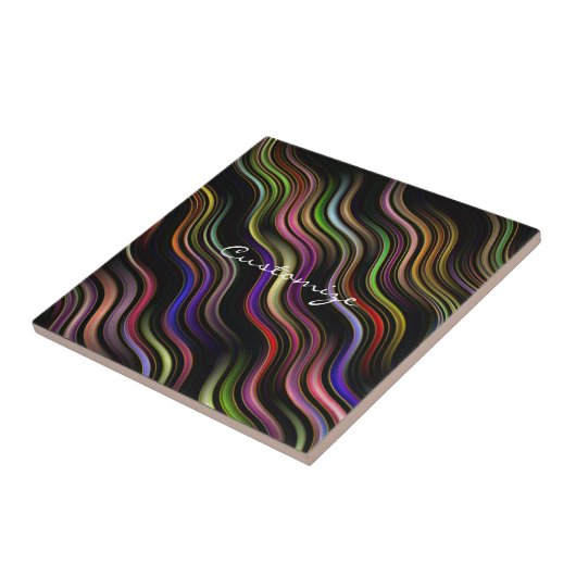 Groovy 70's Wavy Hippie Psychedelic Fliese (Seite)