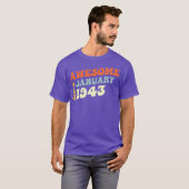 Groovy 80 Years Old Awesome Since January 1943 fam T-Shirt (Vorne ganz)