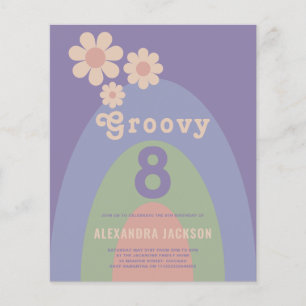 Groovy 8 Retro 8. Geburtstagsparty Budget Flyer