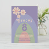 Groovy 8 Retro 8. Geburtstagsparty Einladung (Stehend Vorderseite)