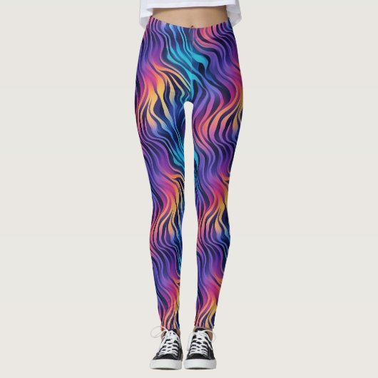 Groovy 90s Style Multicolor Boho Leggings (Vorderseite)