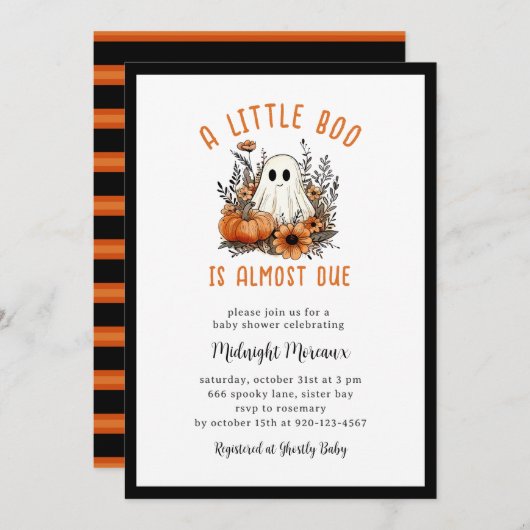 Groovy A Little Boo Halloween Baby Dusche Einladung (Vorne/Hinten)