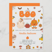 Groovy A Little Boo soll Halloween-Kinderdusche ha Einladung (Vorne/Hinten)